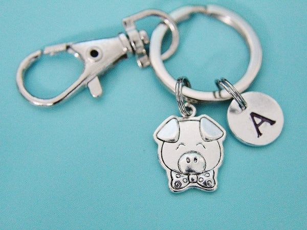 Silver Pig Charm Keychains, N6402