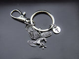 Gold or Silver Flying Eagle Charm Keychain Best Christmas Jewelry Gifts, Personalized Customized Gifts, N3669B