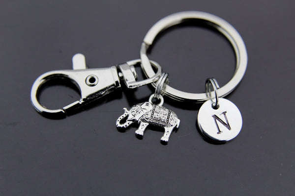 Elephant Keychain, Elephant Charm Keychain, Elephant Charm, Elephant Pendant, Animal Keychain, Personalized Keychain, Initial Keychain