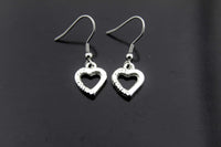 Silver Heart Charm Dangle Earrings, N2606