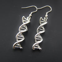 Silver DNA Charm Dangle Earrings, DNA Charm, DNA Earrings, Double Helix Charm, Science Jewelry, Science Teacher Gifts, Personalized Jewelry