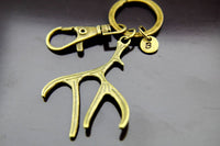 Hunter Gift Christmas Gift Antler Keychain Deer Antler Charm Antler Charm Elk Antler Keychain Elk Antler Charm Personalized Initial Keychain