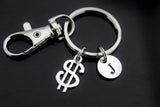 Best Christmas Gift Silver Money Dollar Sign Charm Keychain, Money Dollar Symbol Charms, Rich Keychain, Personalized Keychain, Initial Charm