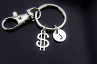 Best Christmas Gift Silver Money Dollar Sign Charm Keychain, Money Dollar Symbol Charms, Rich Keychain, Personalized Keychain, Initial Charm