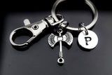 Silver Battle Axe Charm Keychain, Axe Pendant, Axe Keychain, Battle Axe Pendant, Personalized Keychain, Initial Charm, Initial Keychain