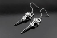Halloween Raven Crow Bird Earrings Bird Charm Dangle Earrings Silver Earrings Gothic Jewelry