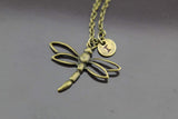 Bronze Dragonfly Charm Necklace,