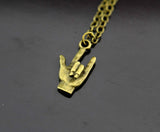 Bronze I Love You Hand Sign Charm Necklace, FN2285