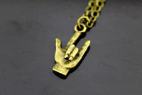 Bronze I Love You Hand Sign Charm Necklace, FN2285