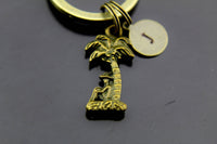 Palm Tree Keychain, Coconut Tree Keychain, Bronze Palm Tree Charm Keychain, N201