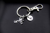 Frog Keychain, Silver Frog Charm Keychain, Frog Charms, Frog Pendants, Frog Jewelry, Personalized Keychain, Initial Charm, Initial Keychain