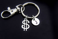 Best Christmas Gift Silver Money Dollar Sign Charm Keychain, Money Dollar Symbol Charms, Rich Keychain, Personalized Keychain, Initial Charm