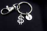 Best Christmas Gift Silver Money Dollar Sign Charm Keychain, Money Dollar Symbol Charms, Rich Keychain, Personalized Keychain, Initial Charm