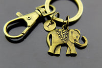 Elephant Keychain, Bronze Elephant Charms Keyring, Elephant Charm, Elephant  Pendant, Personalized Keychain, Initial Charm, Initial Keychain