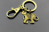 Elephant Keychain, Bronze Elephant Charms Keyring, Elephant Charm, Elephant  Pendant, Personalized Keychain, Initial Charm, Initial Keychain