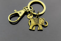 Elephant Keychain, Bronze Elephant Charms Keyring, Elephant Charm, Elephant  Pendant, Personalized Keychain, Initial Charm, Initial Keychain