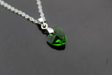 Love Heart Necklace, Heart Green Emerald Birthstone Jewelry, Romantic Gifts, Gifts for Wife, Gifts for Girlfriend, Birthstone Jewelry