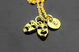 Gold Comedy Necklace, Tragedy Masks Charm Necklace, Theatrical Mask Necklace, Theater Drama Mask Jewelry, Personalized Gift