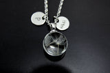 Dandelion Seed Terrarium Necklace, Initial Charm, Wish Gift