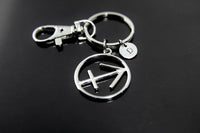 Silver Sagittarius Charm Keychain Sagittarius Keychain Sagittarius Charm Constellations Sign of Zodiac Personalized Initial Keychain