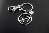 Silver Sagittarius Charm Keychain Sagittarius Keychain Sagittarius Charm Constellations Sign of Zodiac Personalized Initial Keychain