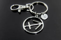 Silver Sagittarius Charm Keychain Sagittarius Keychain Sagittarius Charm Constellations Sign of Zodiac Personalized Initial Keychain