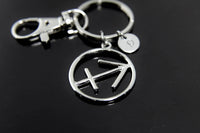 Silver Sagittarius Charm Keychain Sagittarius Keychain Sagittarius Charm Constellations Sign of Zodiac Personalized Initial Keychain