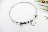 Stainless Steel Initial Charm Bangle Personalized Bracelet, N002