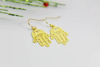 Hamsa Earrings Gold Hamsa Charm Earrings Hamsa Jewelry Gold Hamsa Hand Charm Earrings Gift For Her Dangle Earrings