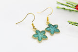Green Earrings, Star Earrings, Green Star Earrings Star Charm Earrings Star Jewelry Gold Earrings Dangle Earrings Christmas Gift