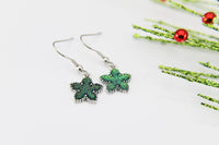 Green Earrings, Star Earrings Christmas Star Earrings Silver Star Charm Earrings Star Jewelry Silver Earrings Dangle Earrings Christmas Gift