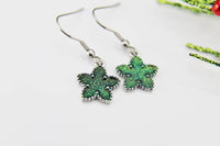 Green Earrings, Star Earrings Christmas Star Earrings Silver Star Charm Earrings Star Jewelry Silver Earrings Dangle Earrings Christmas Gift