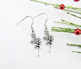 Fairy Earrings Silver Fairy Charm Earrings Christmas Gift Silver Fairy Charm Fairy Girl Jewelry Gift for Girl Dangle Earrings Christmas Gift