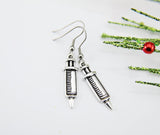 Clothing Gift Silver Syringe Earrings Doctor Gift Nurse Gift Medical Student Gift Syringe Charm Nurse Earrings Doctor Jewelry Christmas Gift