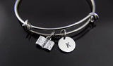 Silver Open Book Charm Bracelet, Bookworm Gift, Librarian Gift,Personalized Bracelet, N2643
