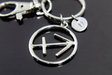 Silver Sagittarius Charm Keychain Sagittarius Keychain Sagittarius Charm Constellations Sign of Zodiac Personalized Initial Keychain