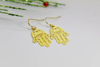 Hamsa Earrings Gold Hamsa Charm Earrings Hamsa Jewelry Gold Hamsa Hand Charm Earrings Gift For Her Dangle Earrings