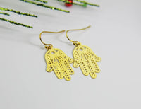 Hamsa Earrings Gold Hamsa Charm Earrings Hamsa Jewelry Gold Hamsa Hand Charm Earrings Gift For Her Dangle Earrings