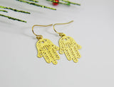 Hamsa Earrings Gold Hamsa Charm Earrings Hamsa Jewelry Gold Hamsa Hand Charm Earrings Gift For Her Dangle Earrings