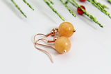 Jade Earrings, Sandy Brown Jade Natural Dyed, Natural Gemstone Jewelry, Birthstone Jewelry, Birthday Gift, Christmas Gift, N3707