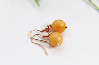 Jade Earrings, Sandy Brown Jade Natural Dyed, Natural Gemstone Jewelry, Birthstone Jewelry, Birthday Gift, Christmas Gift, N3707