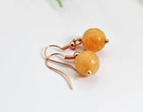 Jade Earrings, Sandy Brown Jade Natural Dyed, Natural Gemstone Jewelry, Birthstone Jewelry, Birthday Gift, Christmas Gift, N3707