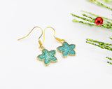 Green Earrings, Star Earrings, Green Star Earrings Star Charm Earrings Star Jewelry Gold Earrings Dangle Earrings Christmas Gift