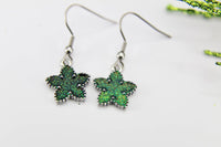 Green Earrings, Star Earrings Christmas Star Earrings Silver Star Charm Earrings Star Jewelry Silver Earrings Dangle Earrings Christmas Gift