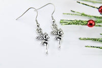 Fairy Earrings Silver Fairy Charm Earrings Christmas Gift Silver Fairy Charm Fairy Girl Jewelry Gift for Girl Dangle Earrings Christmas Gift