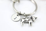 Silver Cow Charm Keychain, Cow Charm, Farmer Gift, Farm Animal Charm, Personalized Customized Monogram, N2641