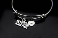 Knitting Bangle, I Love Knitting Bracelet, I Love Knitting Charm, Knitting Gifts, Knitters Gift, Personalized Gift, Best Friend Gift