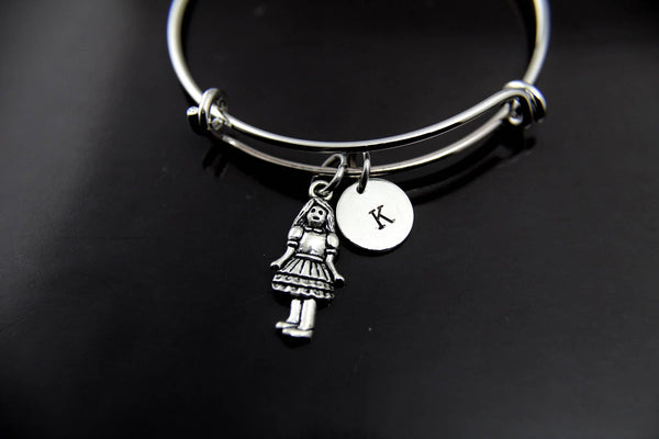 Girl Bracelet Silver Girl Charm Bracelet Girl Charm Bangle Girl Charm Personalized Bangle Initial Charm Initial Bracelet