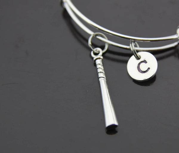 Softball Team Gift Girls Softball Gift Senior Softball Gifts Team Manager Gift Softball Bangle Baseball Bat Charm Personalized Bangle