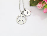 Silver Peace Sign Charm Necklace Peace Gifts Ideas Personalized Customized Made to Order N3452